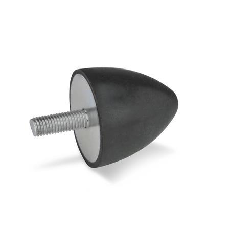 GN 453 Buffers, Stainless Steel Type: S - With threaded stud