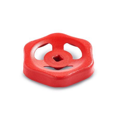 GN 227.6 Handwheels, Pressed Steel, for Valves Finish: RT - Red, RAL 3000, matte finish