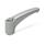 GN 602.1 Adjustable Hand Levers, Zinc Die Casting, Insert Stainless Steel, with Internal Thread / Reamed Hole Color: SR - Silver, RAL 9006, textured finish