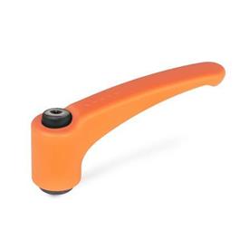 GN 604 Adjustable Hand Levers, Plastic, Bushing steel Color: OR - Orange, RAL 2004, matte finish
