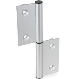 GN 2292 Hinges, Detachable, for Aluminum Profiles, with Guide Step Type: I - Interior hinge wings<br />Identification no.: C - With countersunk holes<br />l<sub>2</sub>: 162