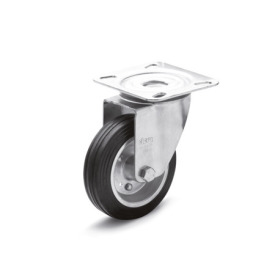 GN 22874 Medium Duty Casters, Wheel Tread Rubber, Wheel Core Steel Sheet Metal, Light Version Bearing type: G - Friction bearing<br />Type (bracket): L - Swivel bracket with mounting plate<br />Coding: L - Light version<br />Material (bracket): ST - Steel sheet metal