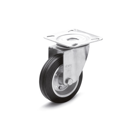 GN 22874 Medium Duty Casters, Wheel Tread Rubber, Wheel Core Steel Sheet Metal, Light Version Bearing type: G - Friction bearing
Type (bracket): L - Swivel bracket with mounting plate
Coding: L - Light version
Material (bracket): ST - Steel sheet metal