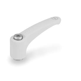 GN 604.1 Adjustable Hand Levers, Antibacterial Plastic, Bushing Stainless Steel Finish: WSA - White, RAL 9016, matte finish