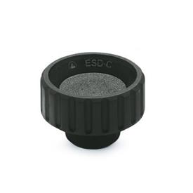 GN 590 Knurled Nuts, Antistatical Plastic Type: E - With threaded blind bore<br />Material: ESD - Plastic