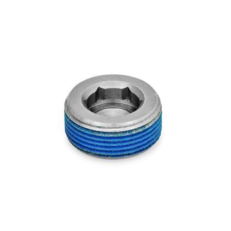 GN 252.5 Blanking Plugs, Stainless Steel Type: PRB - With thread coating (polyamide allround coating)