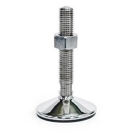 GN 18 Leveling Feet, Stainless Steel AISI 316L, FDA compliant Versions of threaded studs: TK - With nut, wrench flat at the bottom