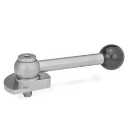 GN 918.6 Clamping Bolts, Stainless Steel, Upward Clamping, with Threaded Bolt Type: GV - With ball lever, straight (serration)<br />Clamping direction: L - By anti-clockwise rotation