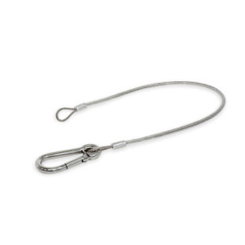 GN 111.2 Retaining Cables, Stainless Steel, with Carabiners, with Mounting Tabs or Loops Type: K - with carabiner and loop<br />Color: TR - Transparent