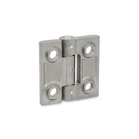 GN 237.3 Heavy Duty Hinges, Stainless Steel Type: B - With Bores for Countersunk Screws and Centering Attachments<br />Finish: GS - Matte shot-blasted finish