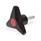 GN 533 Three-Lobed Knobs with Threaded Stud, Plastic, Threaded Stud Steel Color of the cover cap: DRT - Red, RAL 3000, matte finish