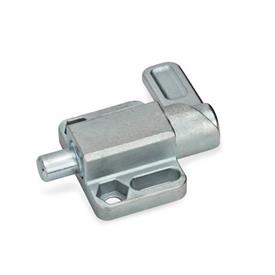 GN 722.3 Spring Latches with Flange for Surface Mounting, Parallel to the Plunger Pin Type: R - Right indexing cam<br />Finish: ZB - Zinc plated, blue passivated