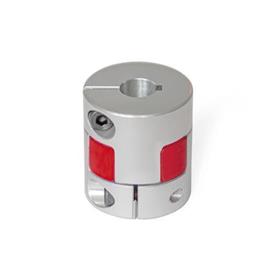 GN 2240 Elastomer Jaw Couplings with Clamping Hub Bore code: K - With keyway (from d<sub>1</sub> = 30)<br />Hardness: RS - 98 Shore A, red