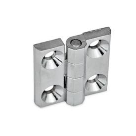 GN 237 Hinges, Zinc Die Casting / Aluminum Material: ZD - Zinc die casting<br />Type: A - 2x2 bores for countersunk screws<br />Finish: CR - Chrome plated