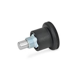 GN 822 Mini Indexing Plungers, Covered Indexing Mechanism Material: ST - Steel<br />Type: B - Without rest position
