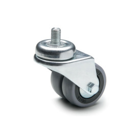 GN 22870 Light Duty Casters, Wheel Tread Rubber, Wheel Core Polypropylene, Double Wheel Version Bearing type: G - Friction bearing<br />Type (bracket): G - Swivel bracket with threaded stud<br />Coding: D - Double wheel version