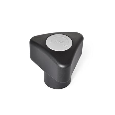 Torque Limiting Triangular Knobs GN 5344: Plastic, Threaded Bushing Steel