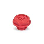 Threaded Plugs with DIN-Drain Symbol, Plastic, Red, O-Ring Collared