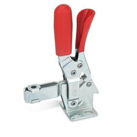 GN 810.3 Toggle Clamps, Steel, Operating Lever Vertical, with Lock Mechanism, with Horizontal Mounting Base Type: AL - Forked clamping arm, with two flanged washers