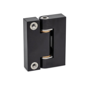 GN 7580 Precision Hinges, Hinge Leaf Aluminum, Bearing Bushings Bronze, Used as Joint Finish: ALS - Anodized, black<br />Inner leaf type: B - Tangential fastening with tapped bushings<br />Outer leaf type: C - Radial fastening with cylindrical recess