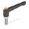 GN 303.1 Maniglie a ripresa, Lega di zinco pressofusa, inserto acciaio inox, con perno filettato, con pulsante di sblocco Colore pulsante di sblocco: O - arancione, RAL 2004, finitura testurizzata