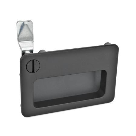 GN 115.10 Latches with Gripping Tray, Operation with Socket Key Type: SCH - With slot
Finish: SW - Black, RAL 9005, textured finish
Identification no.: 1 - Operation in the illustrated position, at the top left