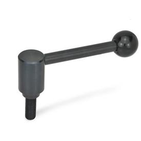 GN 212.3 Adjustable Tension Levers, with Threaded Stud, Steel Type: D - Straight lever