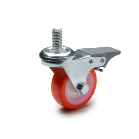 GN 22880 Light Duty Casters, Wheel Tread Polyurethane, Wheel Core Polyamide, Light Version Bearing type: G - Friction bearing<br />Type (bracket): GF - Swivel bracket with threaded stud, with total lock brake<br />Coding: L - Light version<br />Material (bracket): ST - Steel sheet metal