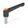 GN 303.2 Adjustable Hand Levers, Zinc Die Casting, Insert Steel Zinc Plated, with External Thread, with Releasing Button Color releasing button: O - Orange, RAL 2004, textured finish