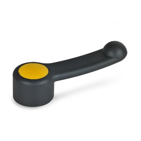 GN 623 Gear Levers, Plastic, Bushing Steel Color of the cover cap: DGB - Yellow, RAL 1021, matte finish