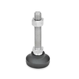 Stainless levelling foot 16x230x105mm base and anti-vibration pad1500kg-Set  of 4