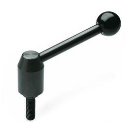 GN 312 Safety Tension Levers, Steel, with Threaded Stud, Push to Engage Type: E - Angled lever
