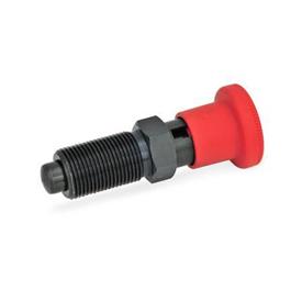 GN 817 Indexing Plungers, Steel, with Red Knob Type: C - With rest position, without lock nut<br />Color: RT - Red, RAL 3000, matte finish