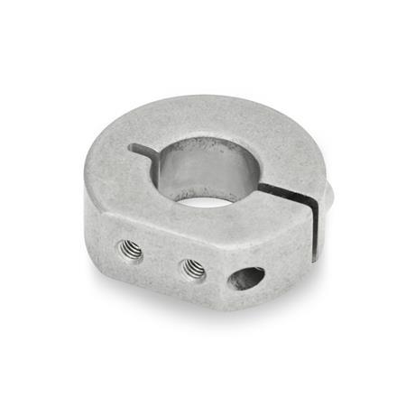 GN 7062.1 Semi-Split Stainless Steel Shaft Collars, with Extension-Tapped Holes Type: A - Extension-tapped holes, radial