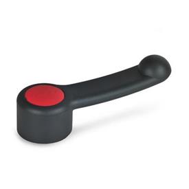 GN 623 Gear Levers, Plastic, Bushing Steel Color of the cover cap: DRT - Red, RAL 3000, matte finish
