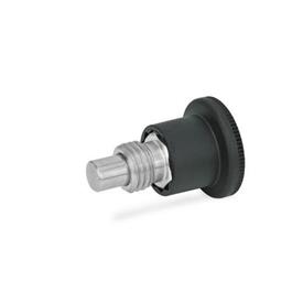 GN 822.7 Mini Indexing Plungers, Stainless Steel / Plastic Knob Type: B - without rest position, with plastic knob