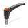 GN 603.1 Adjustable Hand Levers with Releasing Button, Plastic, Threaded Stud Stainless Steel Color (Releasing button): DOR - Orange, RAL 2004, shiny finish