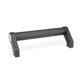GN 333 Tubular Handles, Aluminum / Zinc Die Casting Type: B - Mounting from the operators side (only for d°1°° = 28)<br />Finish: SW - Black, RAL 9005, textured finish