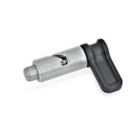 GN 712 Cam Action Indexing Plungers, Plunger Pin Protruded Type: S - With safety-rest position, without lock nut