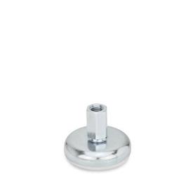 GN 30 Leveling Feet, Steel Sheet Metal, with Rubber Pad Type (Base): A2 - Steel, zinc plated, rubber inlaid, white<br />Version (Screw): X - External hexagon with internal thread