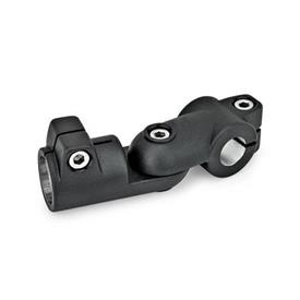 GN 288 Swivel Clamp Connector Joints, Aluminum Type: S - Stepless adjustment<br />Finish: SW - Black, RAL 9005, textured finish