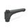 GN 600 Flat Adjustable Hand Levers with Releasing Button, Plastic, Threaded Bushing Brass Color releasing button: DSG - Black-gray, RAL 7021, shiny finish