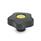 GN 5337.2 Star Knobs, Plastic, Threaded Bushing Brass, with Colored Cover Caps Type: E - With cover cap (threaded blind bore)
Color of the cover cap: DGB - Yellow, RAL 1021, matte finish