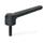 GN 126 Flat Adjustable Tension Levers, Zinc Die Casting, Insert Steel, with External Thread Color: SW - Black, RAL 9005, textured finish