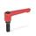 GN 302 Manettes indexables plates, zinc moulé sous pression, goujon fileté en acier Couleur: RS - Rouge, RAL 3000, finition texturée