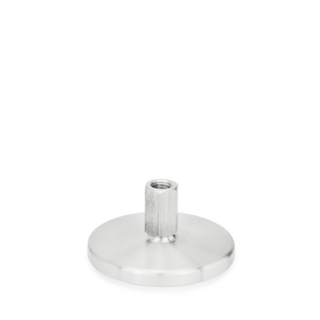 Patas de nivelación GN 21: Acero inoxidable, con placa base torneada, sin orificios de montaje