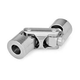 DIN 808 Universal Joints with Friction Bearing, Stainless Steel Material: NI - Stainless steel<br />Bore code: B - Without keyway<br />Type: DG - Double, friction bearing