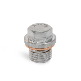 DIN 910 Threaded Plugs, Steel / Stainless Steel, with Collar and External Hex Material: A4 - Stainless steel<br />Type: AC - With sealing ring in copper