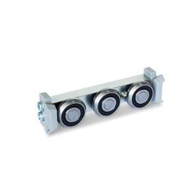 GN 2424 Cam Roller Carriages Type: S - Narrow roller carriage, central arrangement<br />Version: X - With wiper for fixed bearing rail (X-rail)