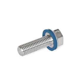 GN 1581 Screws, Stainless Steel, Low-Profile Head, Hygienic Design Finish: PL - Polished finish (Ra < 0.8 μm)<br />Material (Sealing ring): F - FKM